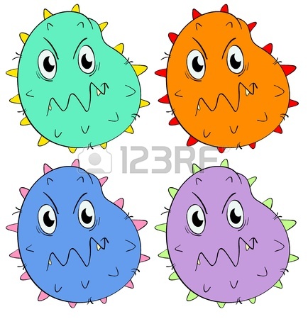 434x450 Set Of Cartoon Germs In Different Colors Royalty Free Cliparts