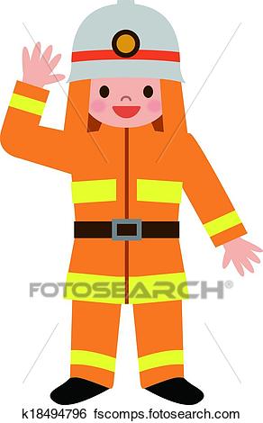 292x470 Clip Art Of Children Dressed In Costumes Of Fir K18494796