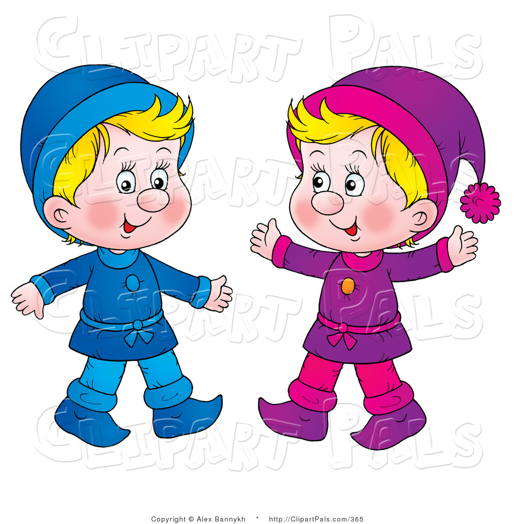 1024x1044 Pal Clipart Of Two Twin Blond Boys Dressed In Blue And Purple By