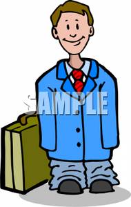 190x300 Boy Dressed In His Father's Business Clothes Clip Art Image
