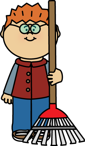 291x500 Boy With A Rake Clip Art
