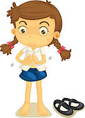 123x170 Girl Getting Dressed Clipart