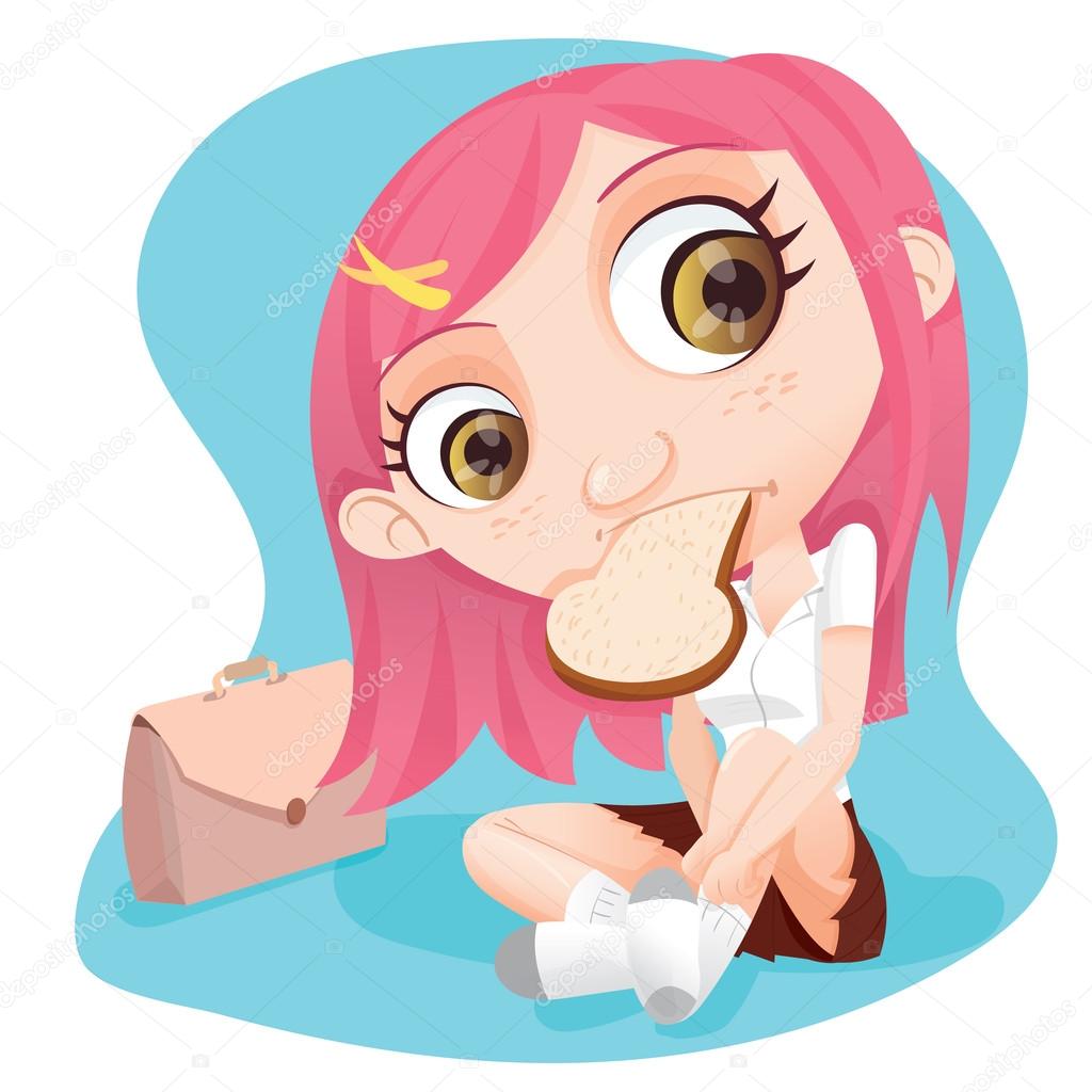 1024x1024 Cute Girl Get Dressed School Uniform. Stock Vector Yaistantine