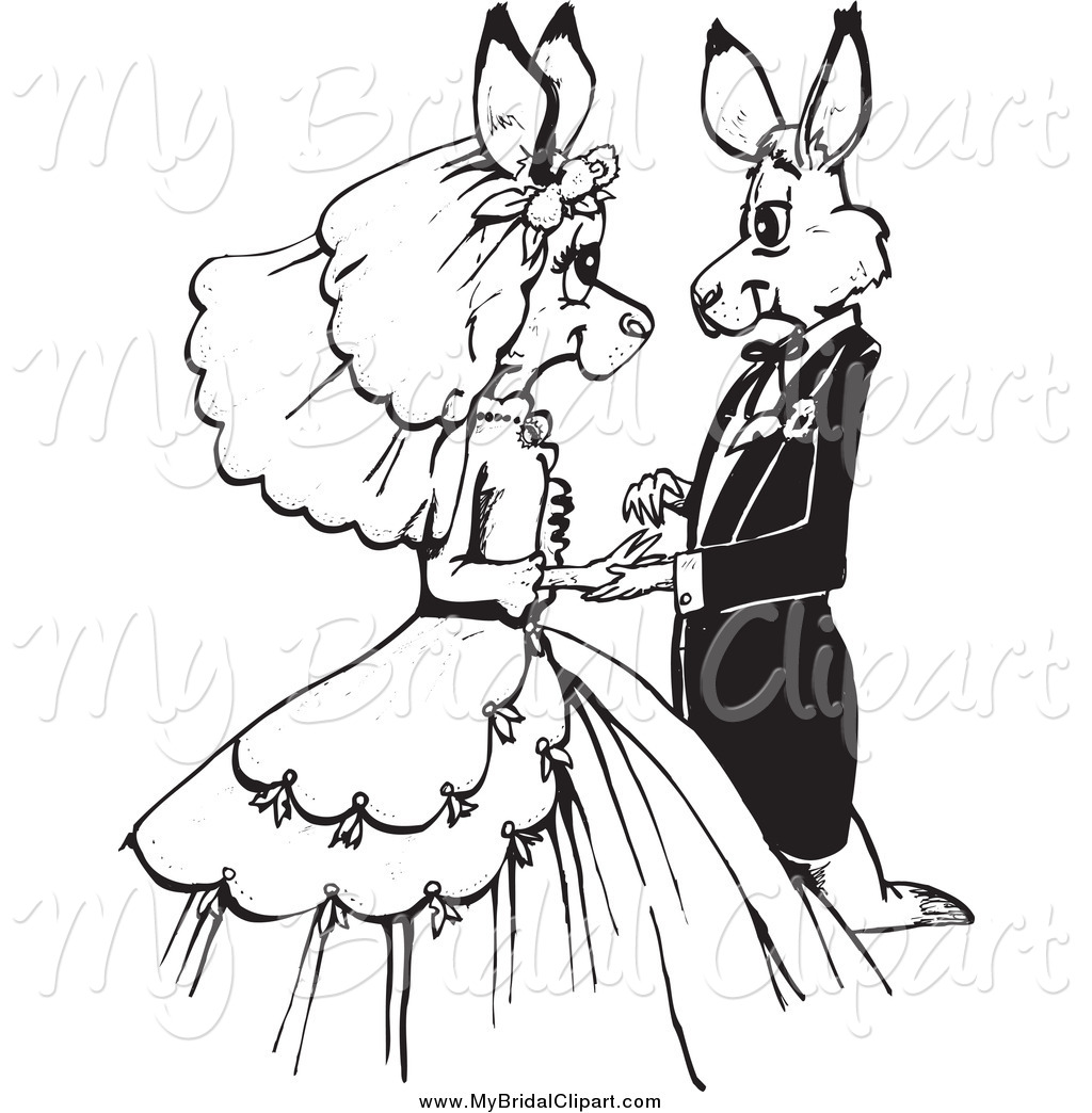1024x1044 Bridal Clipart Of A Black And White Kangaroo Wedding Couple