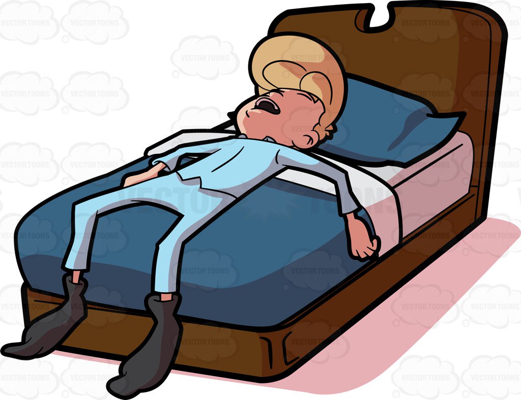 1024x787 A Drained And Worn Out Man Sleeping In His Bed Cartoon Clipart
