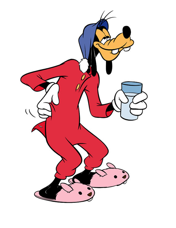 570x737 Goofy Gets Ready For Bed Iron On Transfer Red Pajamas Water