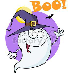 300x300 Royalty Free Happy Ghost Saying Boo On Halloween 380709 Vector