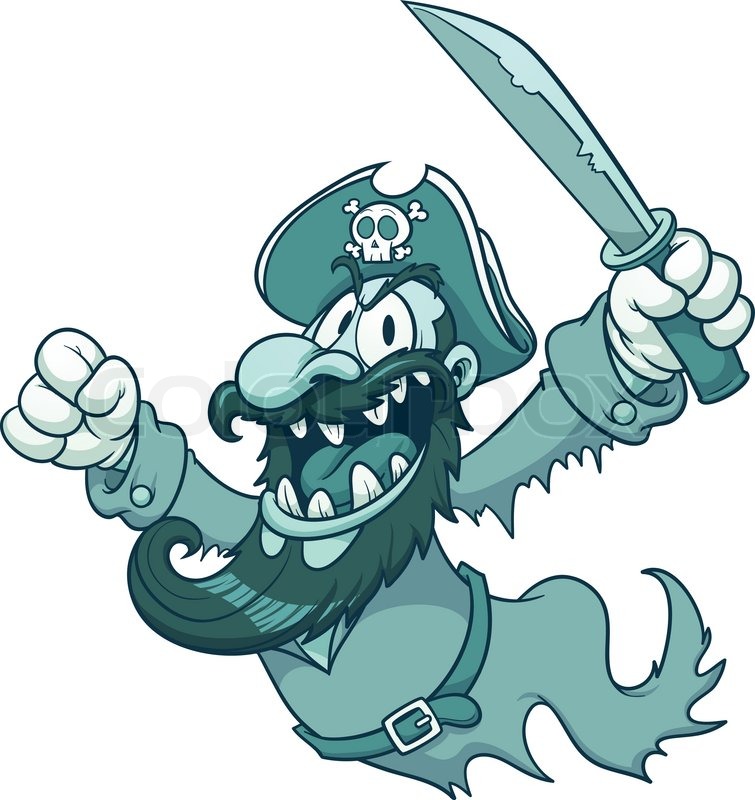 755x800 Ghost Pirate. Vector Clip Art Illustration With Simple Gradients