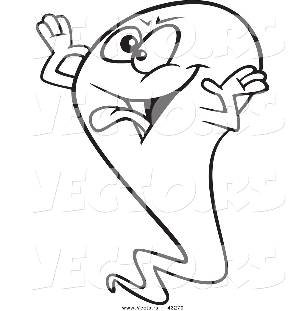 1024x1044 Vector Of A Cartoon Ghost Trying To Scare Someone