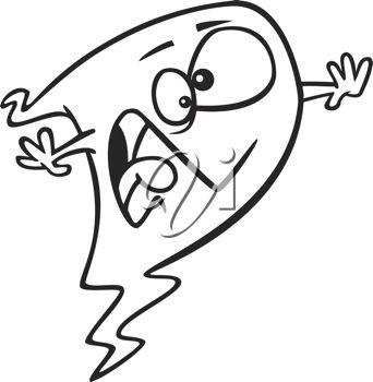 342x350 Picture Of An Outline Of A Cartoon Ghost With A Scared Look