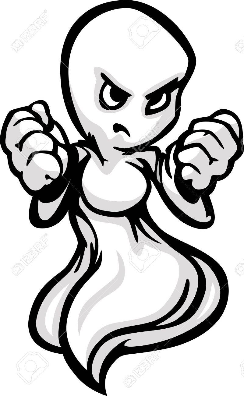 801x1300 Cartoon Illustration Of A Tough Ghost Or Ghoul With Hands