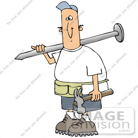 450x450 Cliprt Graphic Of Caucasian Construction Worker Guy Wearing