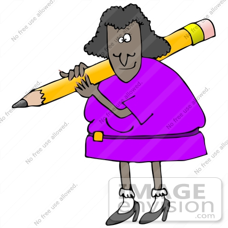 450x450 Clip Art Graphic Of An African American Lady Teacher With A Giant