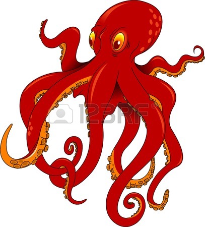 407x450 Giant Squid Isolated On White, Vector Octopus Silhouette Royalty
