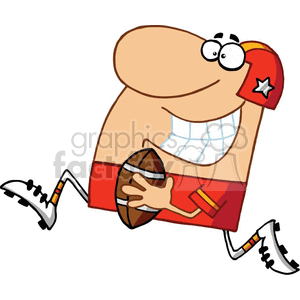 300x300 Royalty Free Cartoon Football Player Running For A Touchdown