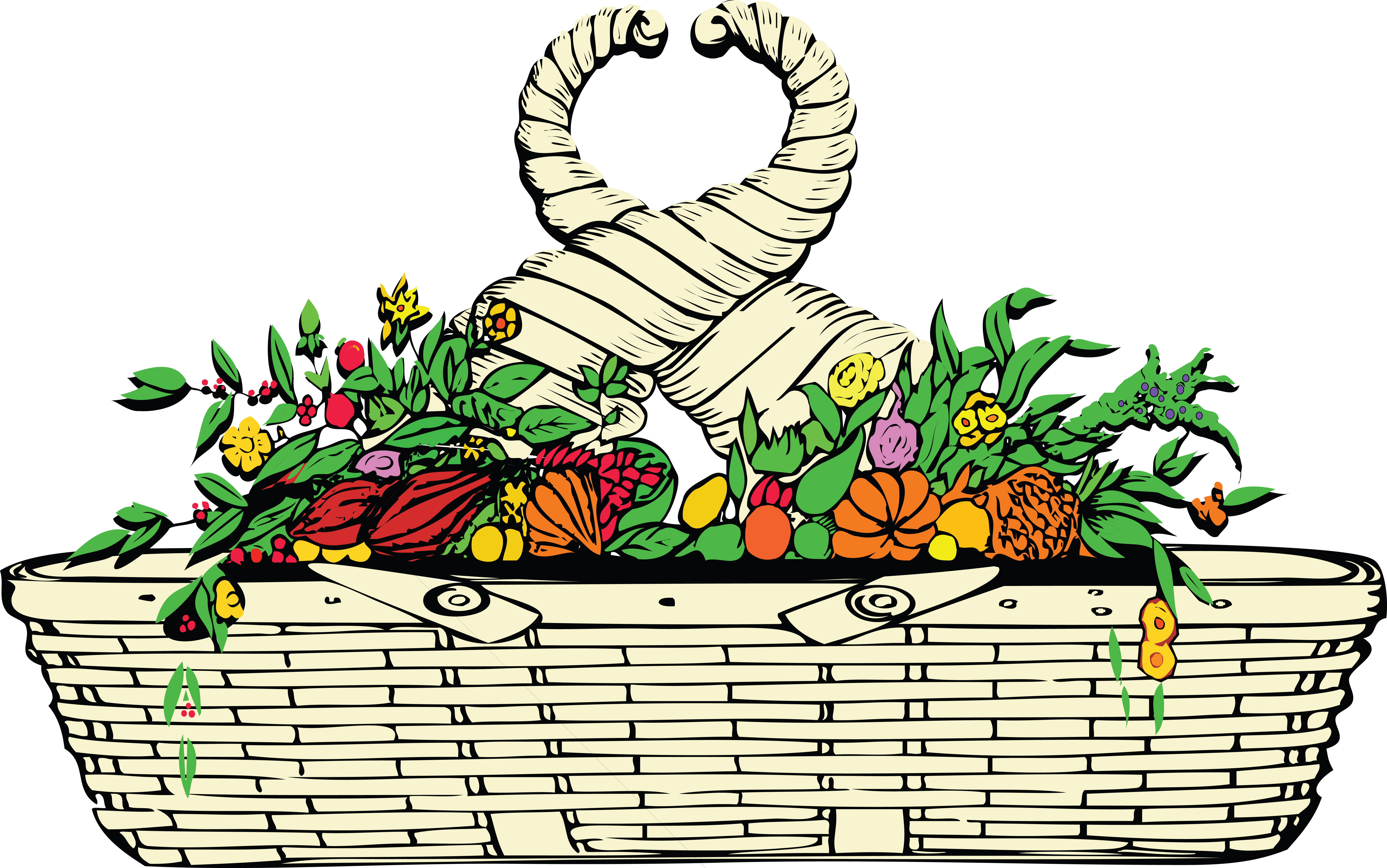 8000x5007 Clipart Of A Basket And Hors Of Plenty