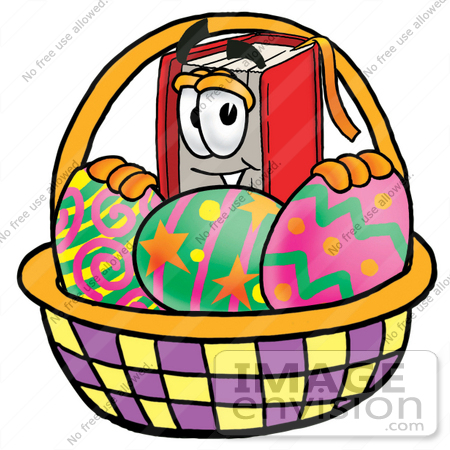 450x450 Clip Art Graphic Of A Book Cartoon Character In An Easter Basket
