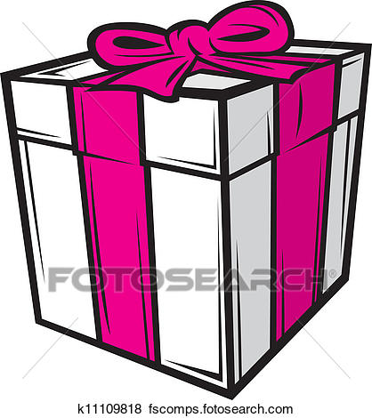418x470 Clip Art Of White Gift Box With Pink Ribbon K11109818