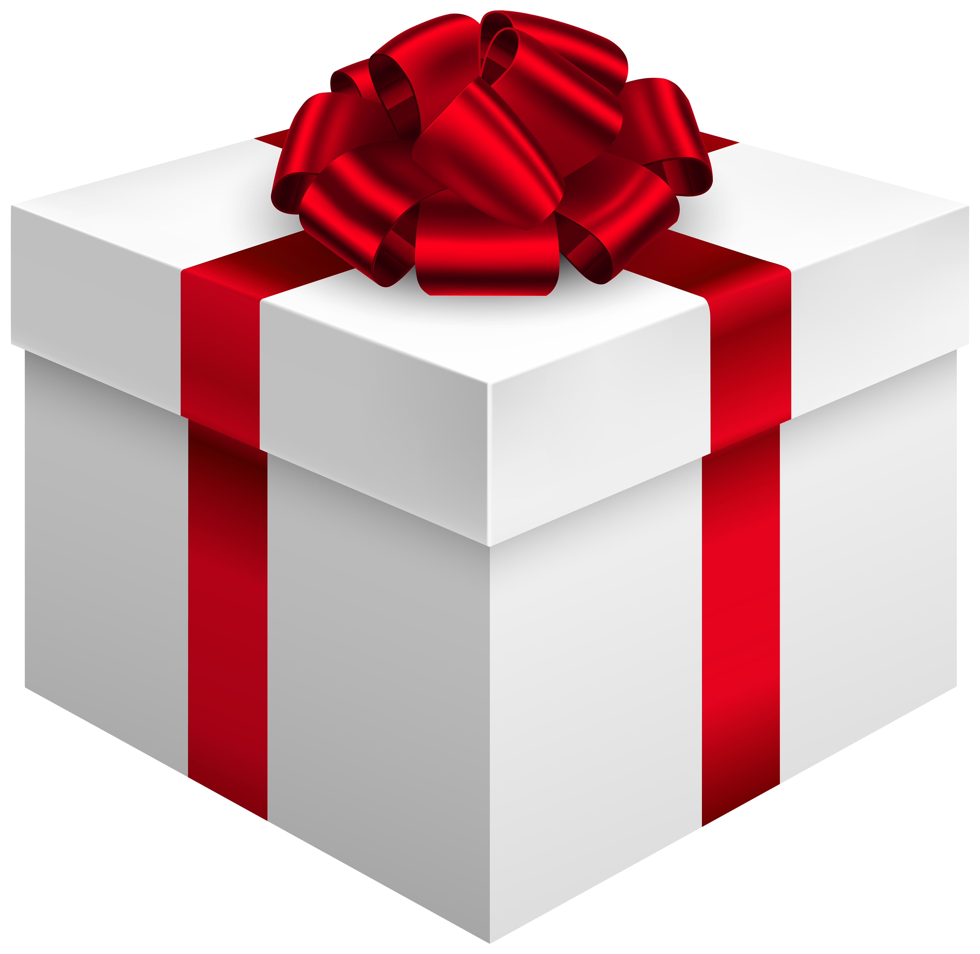 4000x3895 White Gift Box With Red Bow Png Clipart