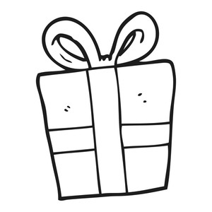 300x300 Freehand Drawn Black And White Cartoon Gift Box Royalty Free Stock