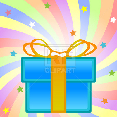 400x400 Gift Box And Rainbow Background Royalty Free Vector Clip Art Image