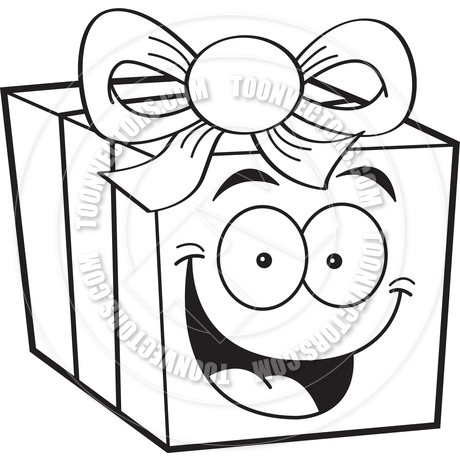 460x460 Cartoon Gift (Black And White Line Art) By Kenbenner Toon