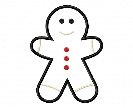 450x367 Applique Gingerbread Man Machine Embroidery Design