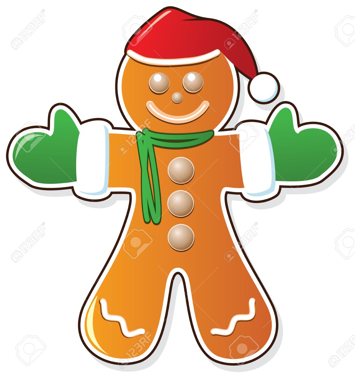 1226x1300 Vector Gingerbread Cookie In Santa's Claus Hat And Mittens Royalty