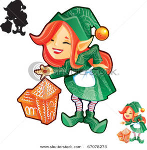 295x300 Image Elf Girl With Gingerbread Castle