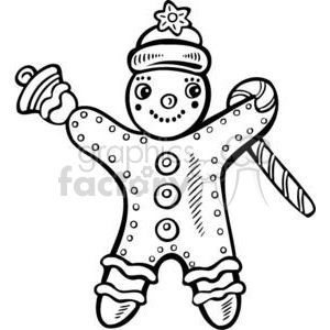 300x300 Royalty Free Gingerbread Man Holding A Candy Cane 381134 Vector
