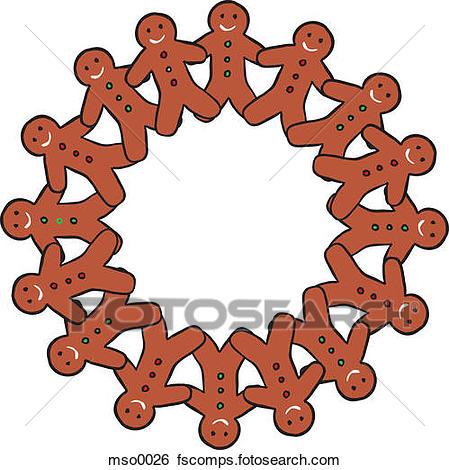 449x470 Stock Illustration Of A Wreath Of Gingerbread Men Cookies Mso0026