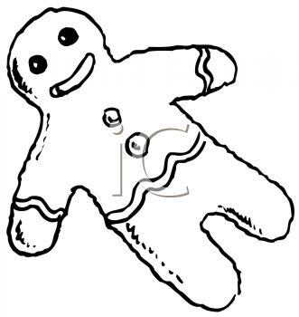 331x350 Picture Of A Gingerbread Man In Black And White In A Vector Clip