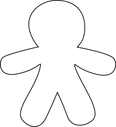 454x500 Black And White Blank Gingerbread Man Clip Art