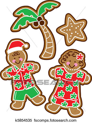 352x470 Clipart Of Tropical Christmas Cookies K5854535