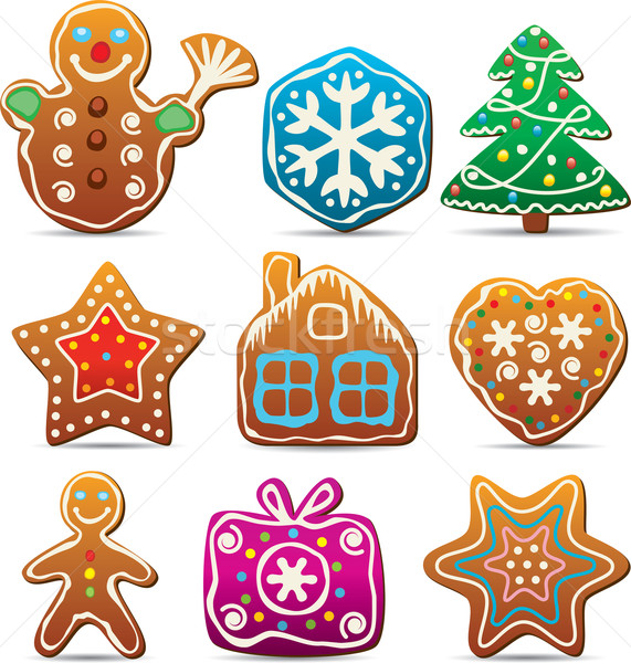 571x600 Nine Gingerbread Cookies Vector Illustration Dmitry Merkushin