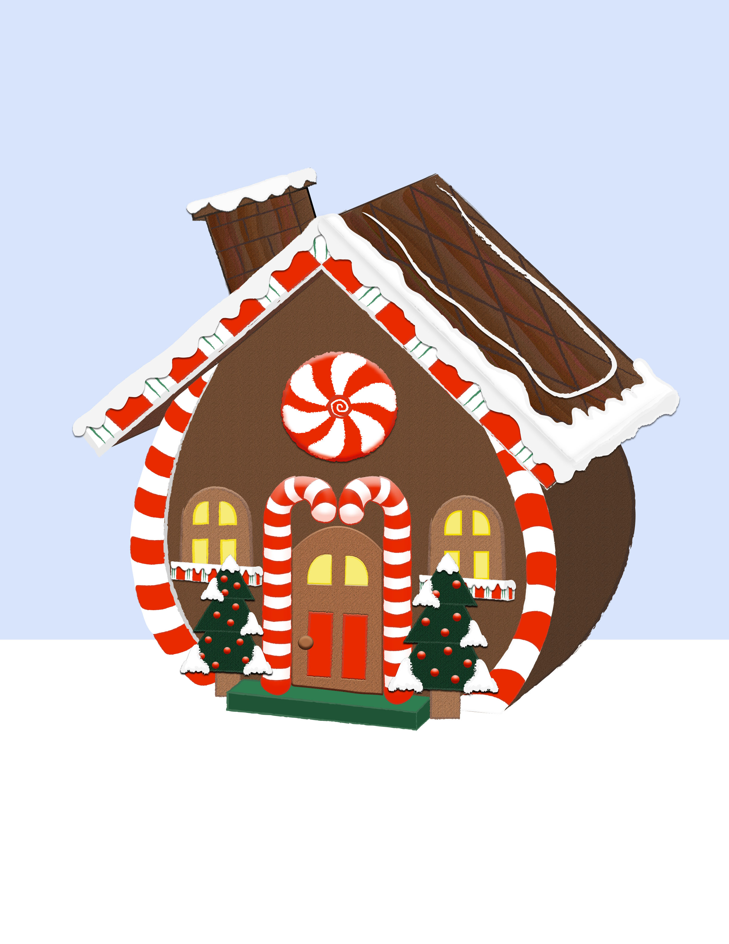 2550x3300 Free Gingerbread House Clipart