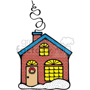 300x300 Royalty Free Small Cozy Home With Smoke Coming Out Of The Chimney