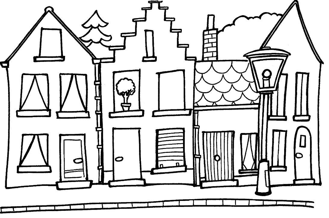 1093x726 Cartoon Haunted House Coloring Page