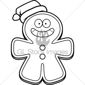325x325 Cartoon Gingerbread Man With Santa Hat Gl Stock Images