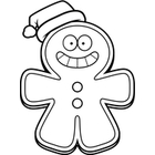 140x140 Cartoon Gingerbread Man Dreaming (Black And White Line Art) By