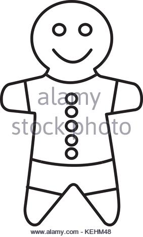 283x470 A Cartoon Illustration Of A Gingerbread Man With A Santa Hat Stock