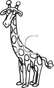 216x350 Picture Of A Giraffe In Black And White In A Vector Clip Art