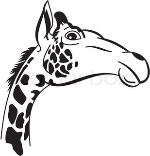 309x320 Stylized Giraffe Vector Illustration. Elegant Animal Tattoo