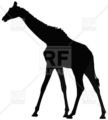360x400 Black Silhouette Of Giraffe Royalty Free Vector Clip Art Image