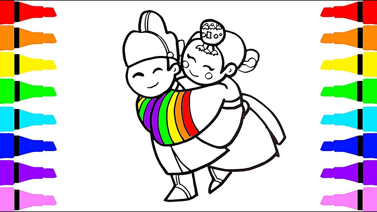 1280x720 Coloring Korea Little Wedding Bride And Groom How To Draw Boy