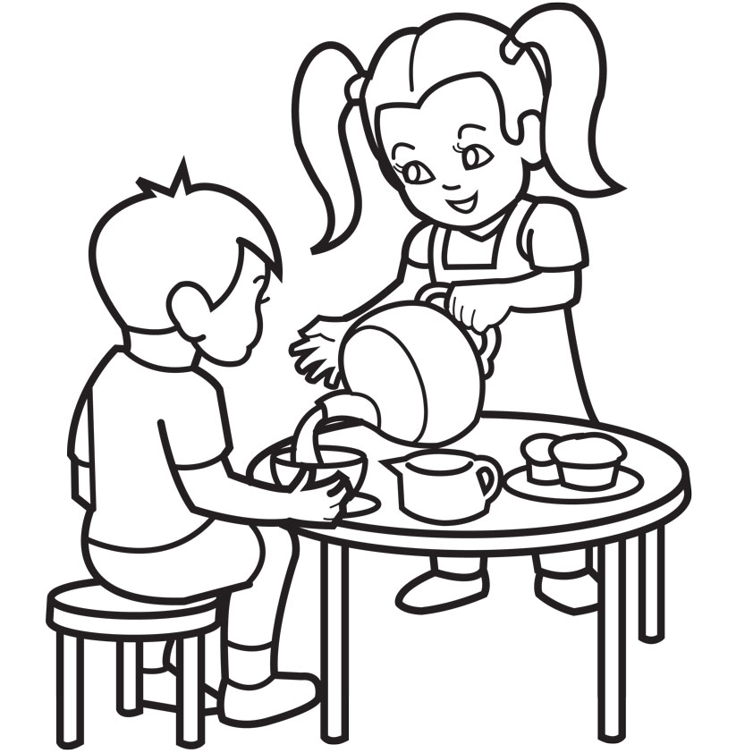 842x842 Boy And Girl Coloring Pages