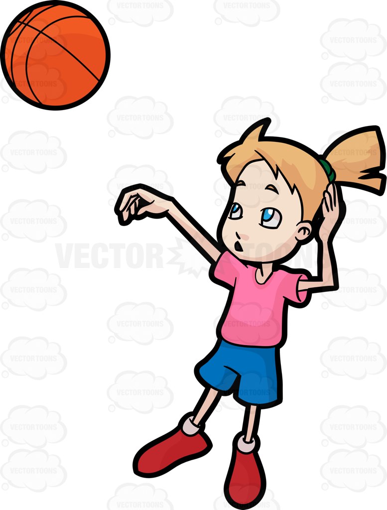 777x1024 A Girl Playing Basketball Cartoon Clipart