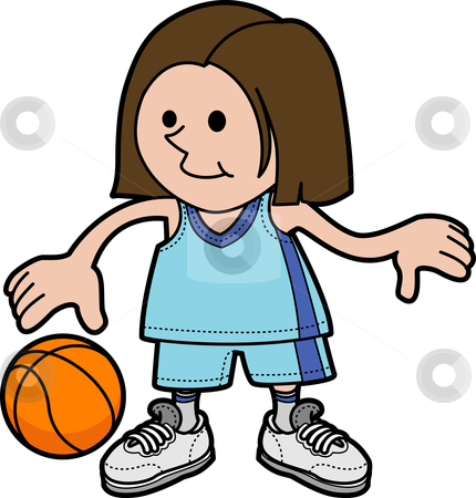 430x450 A Girl Playing Basketball Clipart