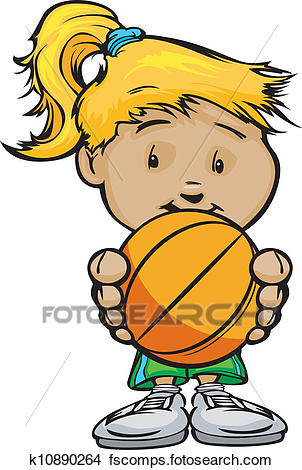 302x470 Clipart Of Cartoon Vector Illustration Of A Cute Girl Basketball