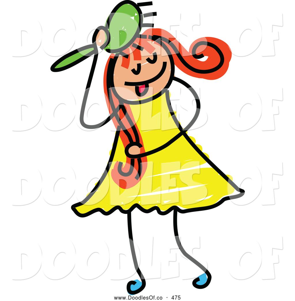 1024x1044 Girl Brushing Her Hair Clipart